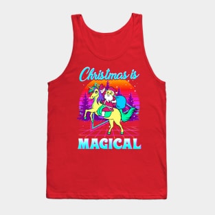 Christmas Is Magical Retro Unicorn Santa Tank Top